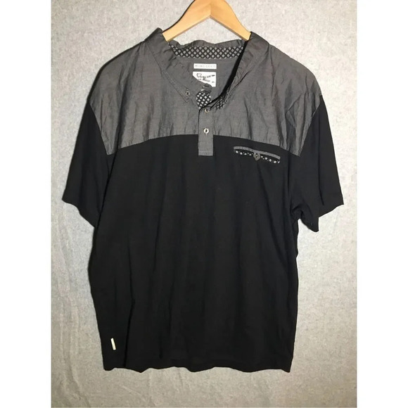 Mens Mark Ecko Polo Grey Black Colorblock Casual Spring Summer Breathable - Picture 1 of 5